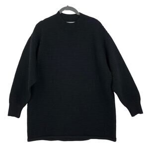 Mango Sweater Women's Small Black Mock Neck Long Sleeve Knit Relaxed Oversized